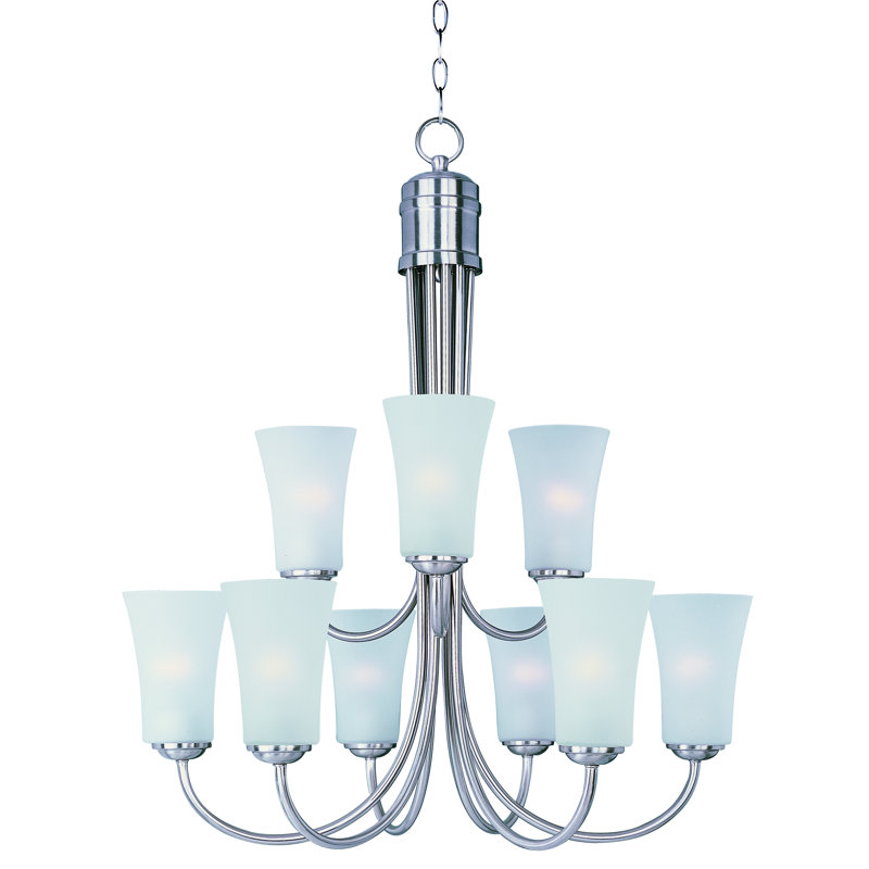 Lustre à niveaux 9 lumières Ashunta, Bronze huilé