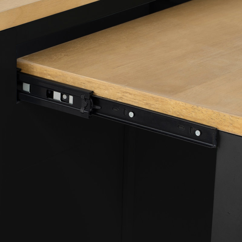 Îlot de cuisine avec armoire de 47,2 po x 19,7 po, table de salle à manger extensible, tablettes réglables, bloc d'alimentation, comptoir mobile de 47 po, compartiments de rangement, charnières à fermeture en douceur, noir