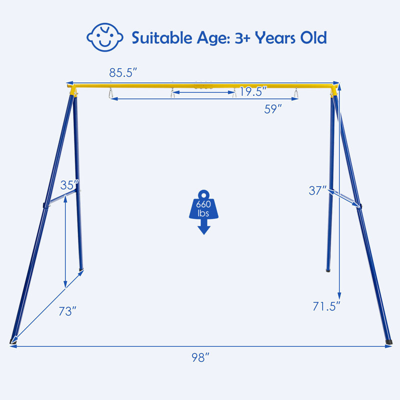 Gymax Metal Blue/Yellow Swing Set Hardware with Mounting Hangers