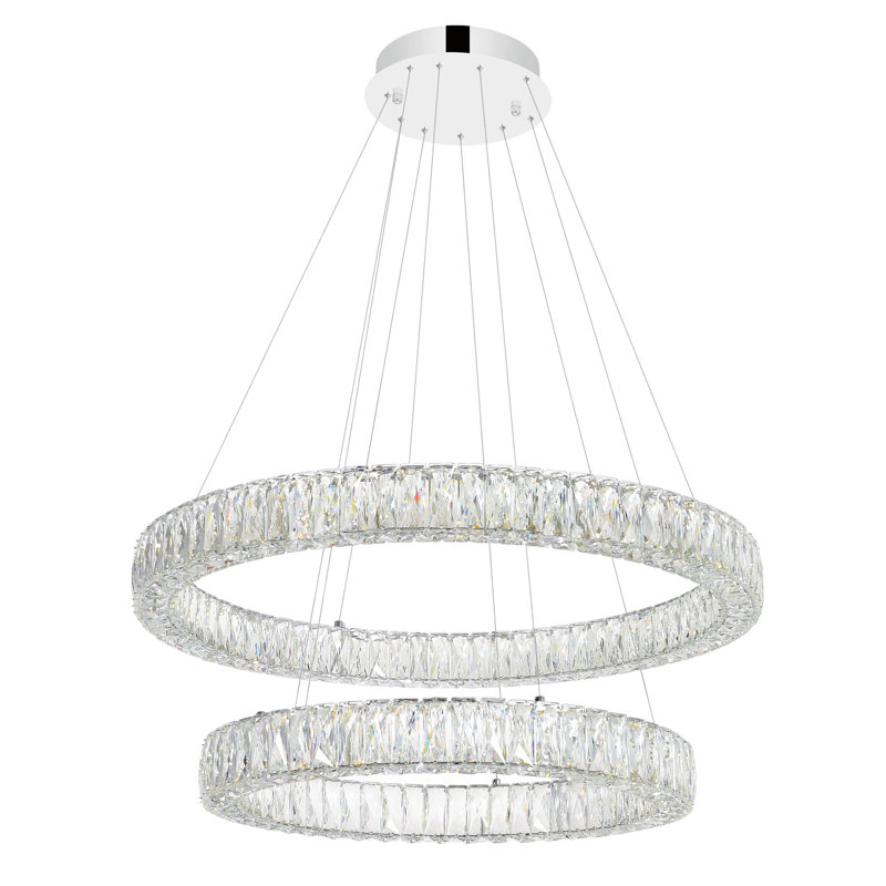 Lustre intégré unique en chrome 32 pouces à 2 anneaux à DEL intégré