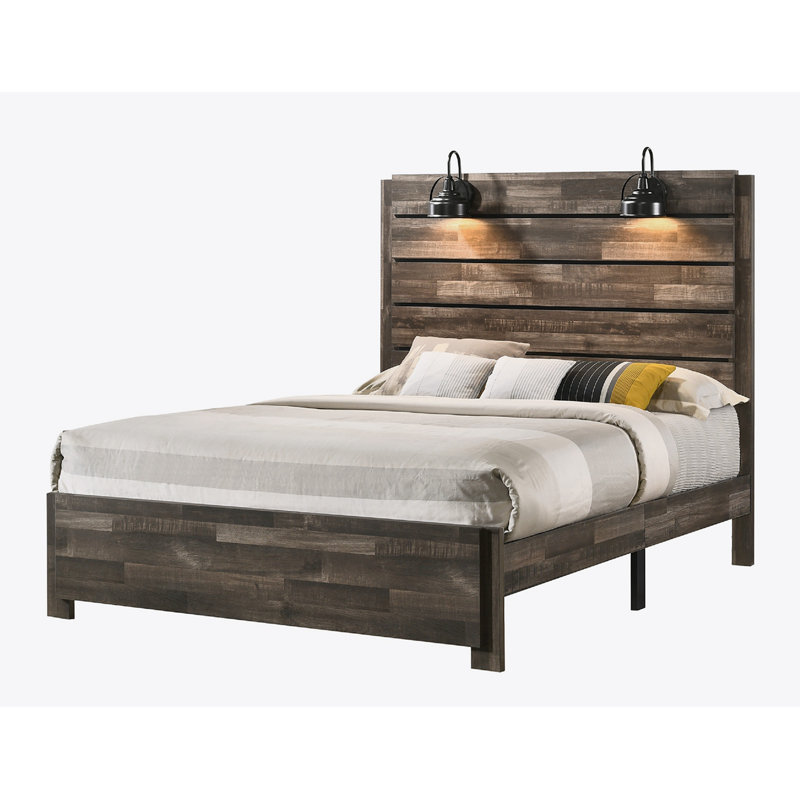 Hanrietta Low Profile Platform Bed, Brown, King