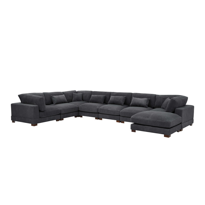 Willesden  Modular Corduroy Sectional, Dark Gray Corduroy