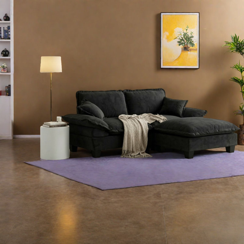 Canapé modulaire moderne en chenille noir, conception de nuage pour les appartements