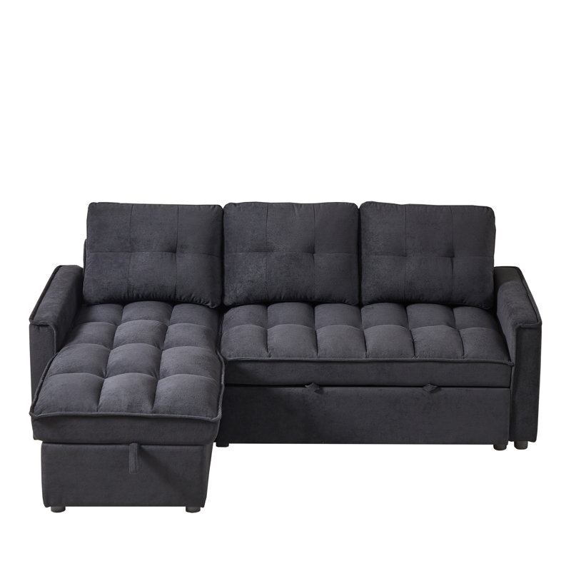 MH 78.75" Reclining Sofa, Black Chenille