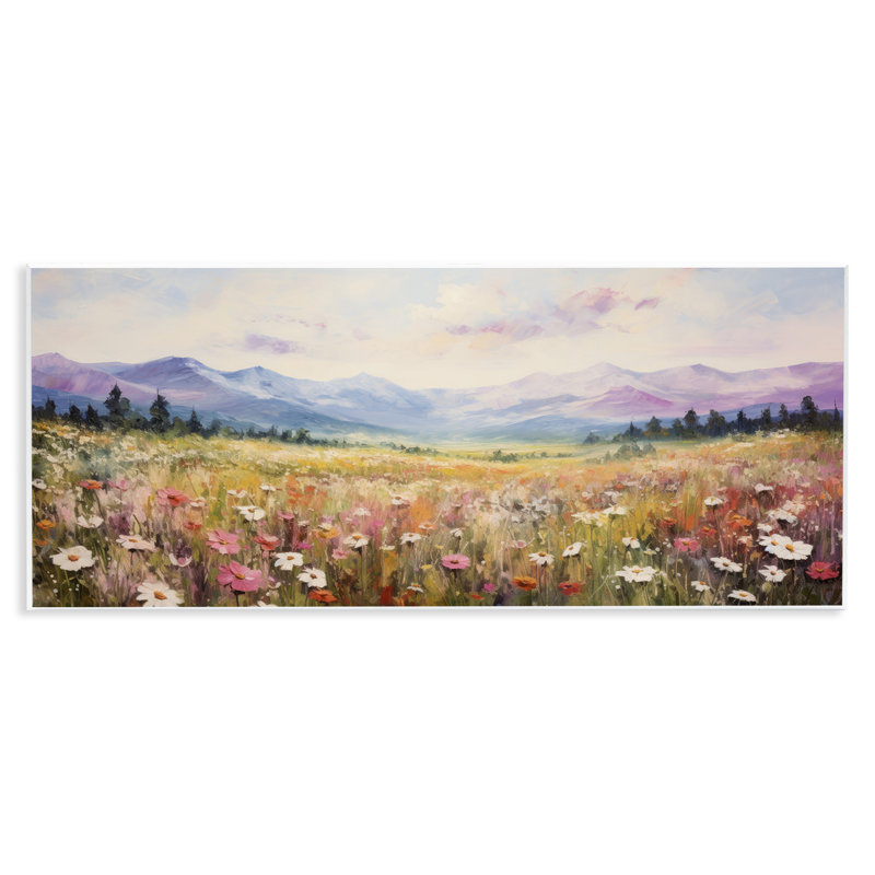 «Mountainous Daisy Meadow», art mural sur bois par Petal Prints Design