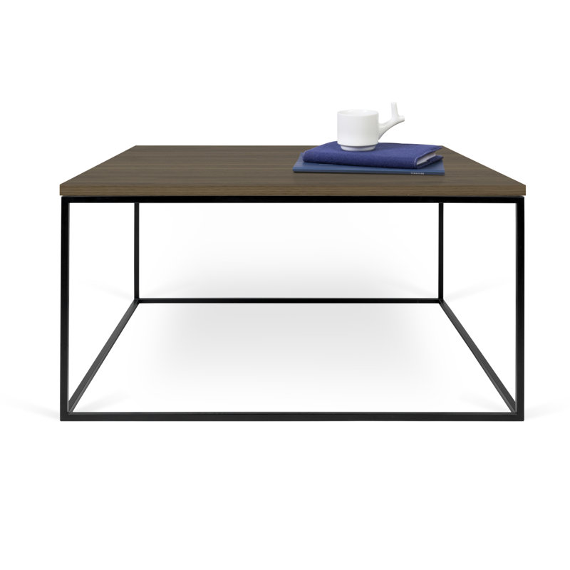 Linkous Solid Coffee Table, Walnut, Black