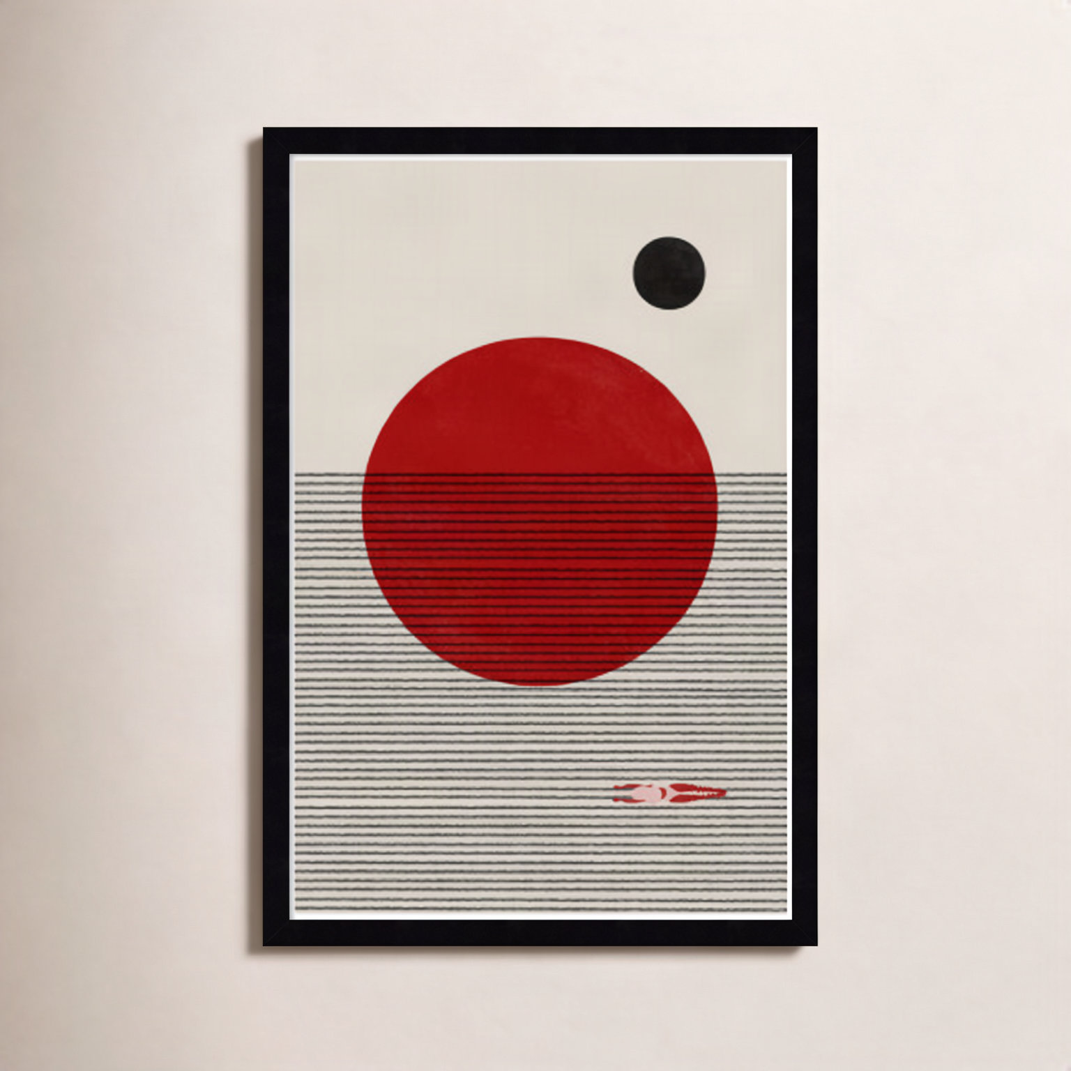 Swimming to You Print, 25" H x 17" W x 1" D, Black