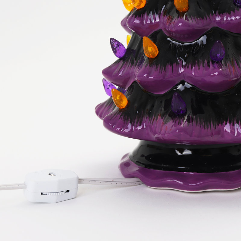 Arbre de Noël d'Halloween en céramique, Mauve / Noir