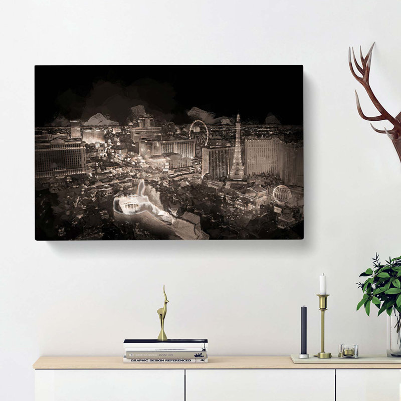 Las Vegas Skyline At Night In Abstract - Wrapped Canvas, 35cm H x 50cm W x 3cm D