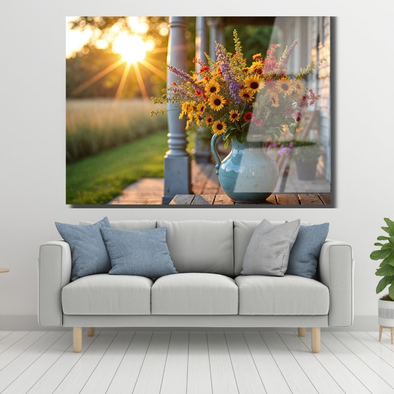 Art mural en verre trempé Wildflowers, H 30 po x l 40 po