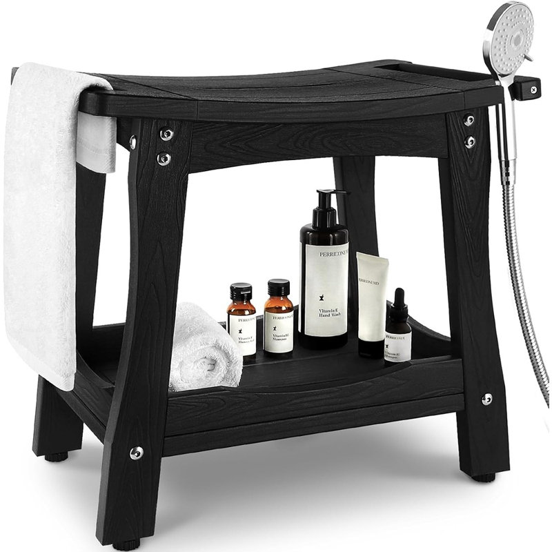 Banc de douche à 2 niveaux avec tablette de rangement ...
