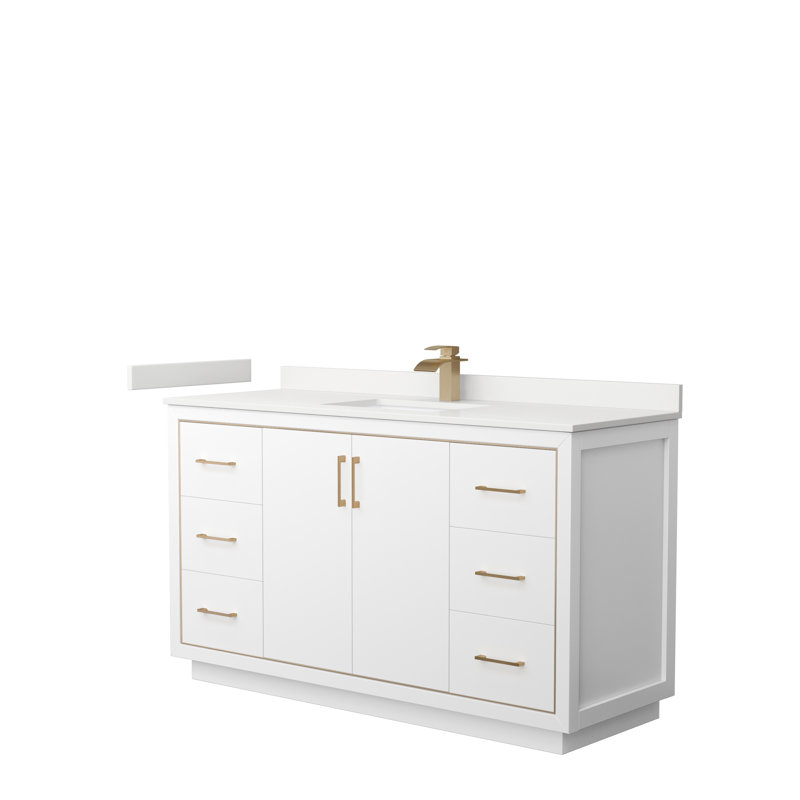 60'' W Single Vanity, WDX13373, White, Brushed Nickel