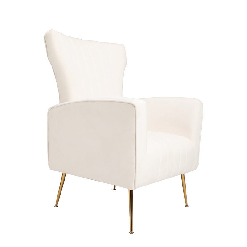 Pirran Velvet Wingback Chair, White Velvet