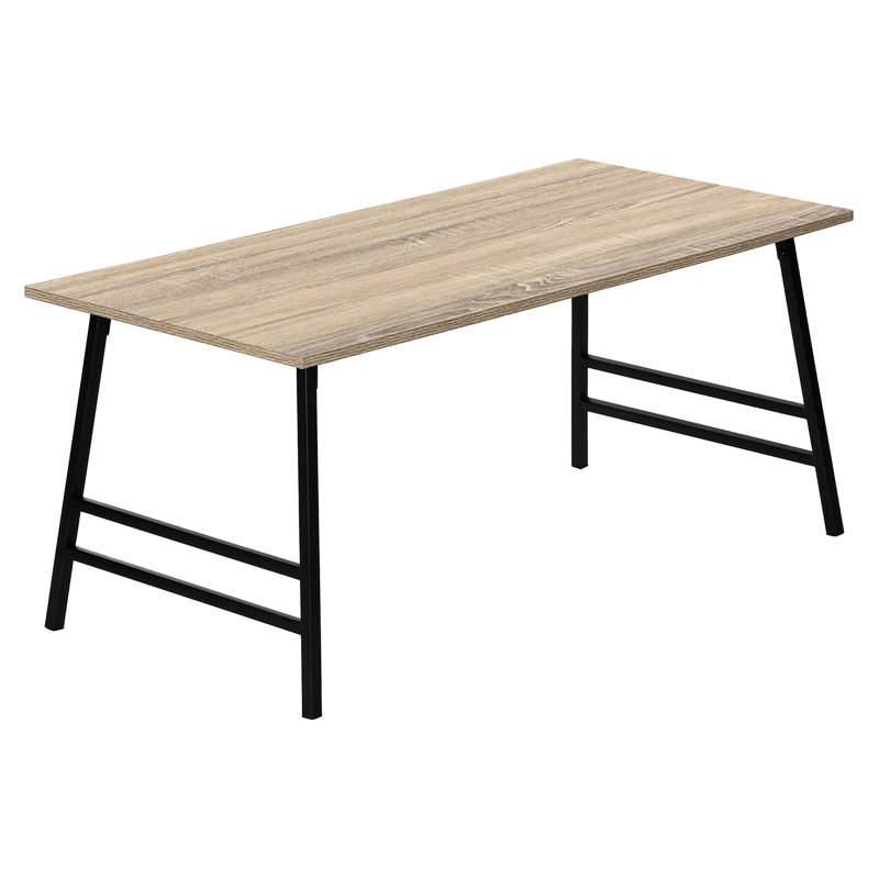 Table basse de salon au design moderne, rectangulaire 40 po, stratifié taupe, pieds en métal noir, base cocktail