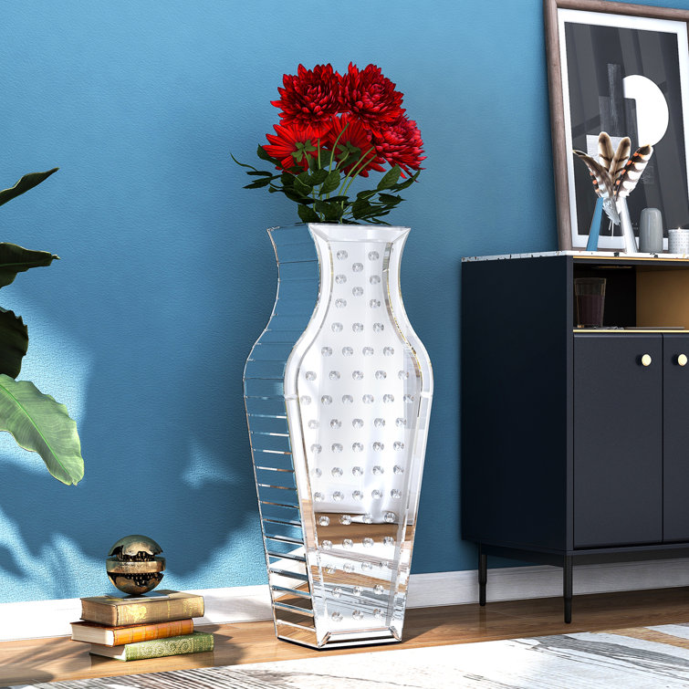 DeGrailly Crystal Mirrored Decorative Floor Vase