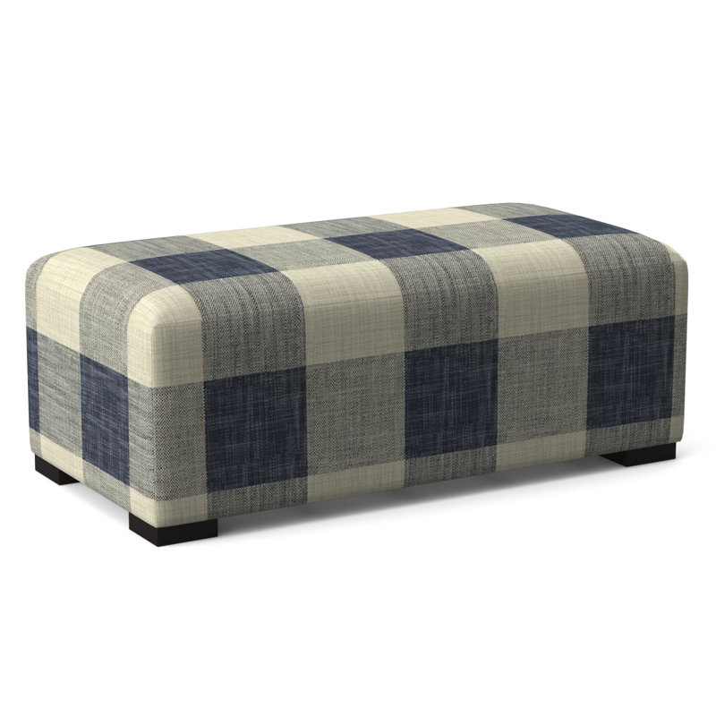 Campos Upholstered Ottoman, Java, Blue/Beige Stripe; 0209-61
