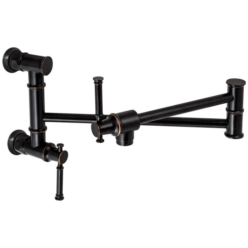 Wall Mounted Brass Two Handles Pot Filler Faucet, Oil Rubbed Bronze