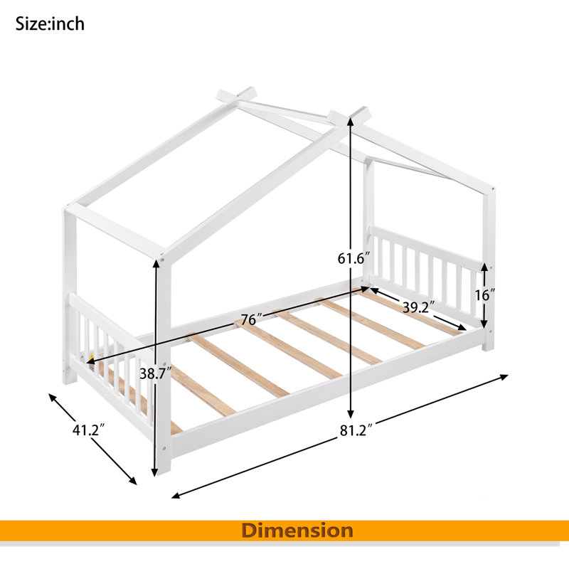 Lit plateforme simple avec tête et pied de lit, Blanc