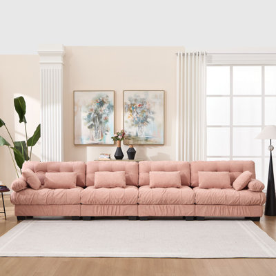 Canapé modulaire modulaire Cloud, canapé modulaire moderne, canapé modulaire à assise profonde avec accoudoirs ronds 6 coussins, canapé confortable en flanelle 4 places