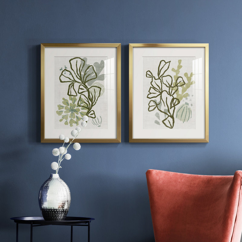 Coral Blockprint III - reproduction encadrée de qualité supérieure - prête à être accrochée