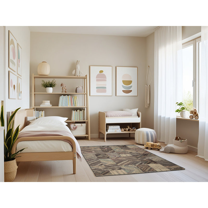 Tapis contemporain gris, Rectangle de 3 pi x 5 pi