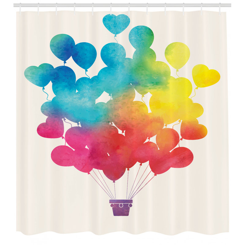 Ensemble de rideau de douche aquarelle + crochets, H 70 po x l 69 po