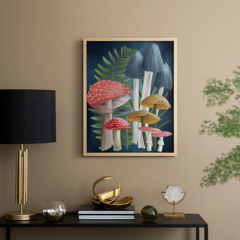 «Harvest Mushroom II», reproduction encadrée - bois massif, 30" H x 24" W, Naturel