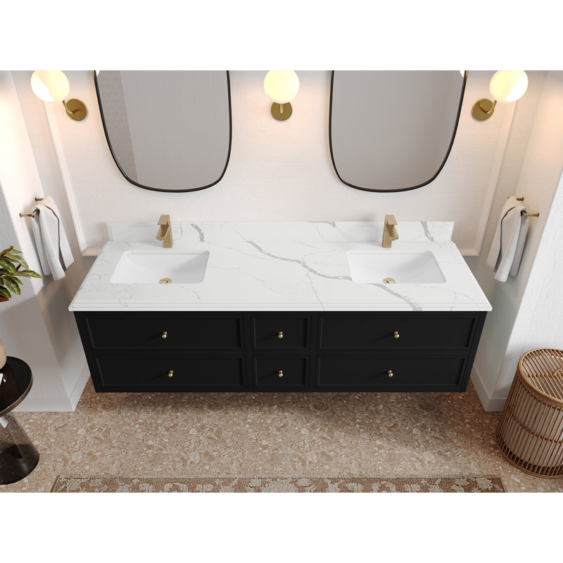 Meuble-lavabo double 72 po Roswell, Calacatta Laza