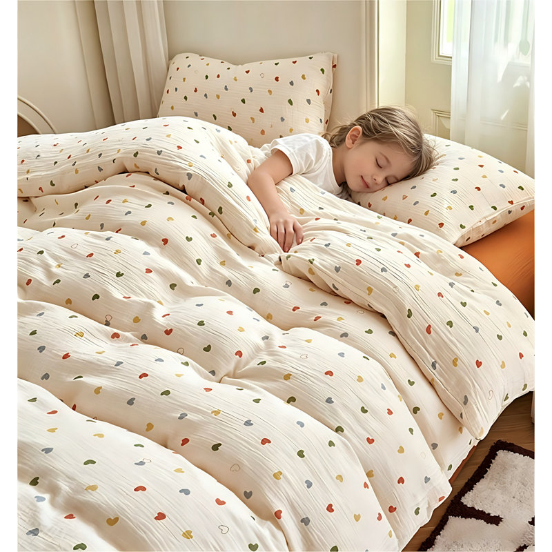 Housse de couette 100% mousseline de coton pour enfants, filles, garçons, couette chic, motifs colorés, housses de couette, housse de couette rétro