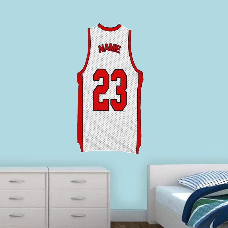 Adhésif décoratif Basketball Jersey, H 16 po x l 8 po, Blanc, Oui