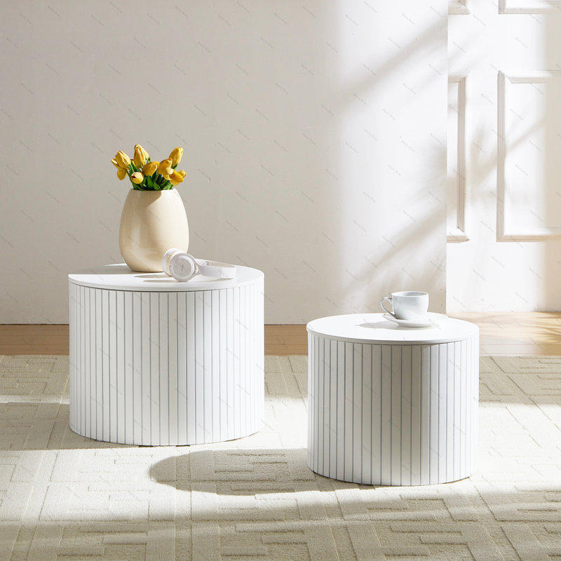 2-Pieces Nesting Coffee Table Set, White