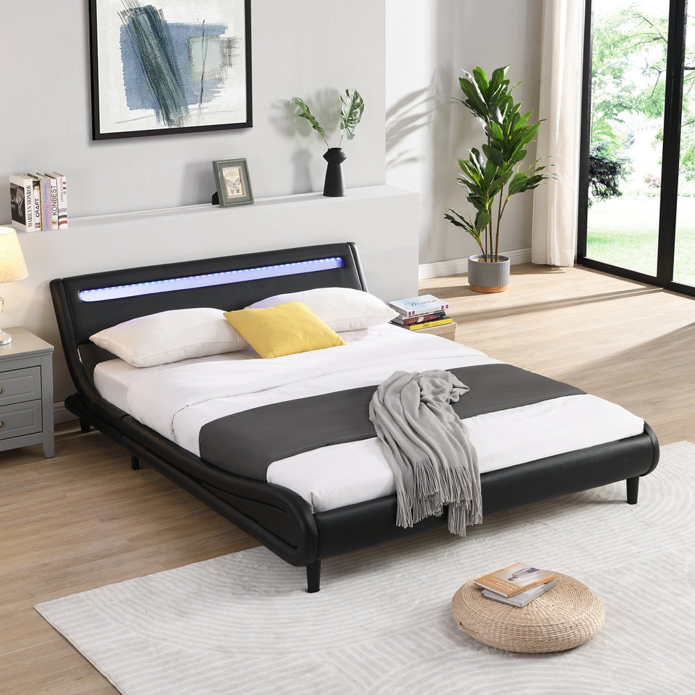 Modern platform bed sales with led lights