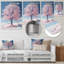 Fleur de pommier rose et bleu vif - décoration murale-284519941-284519942