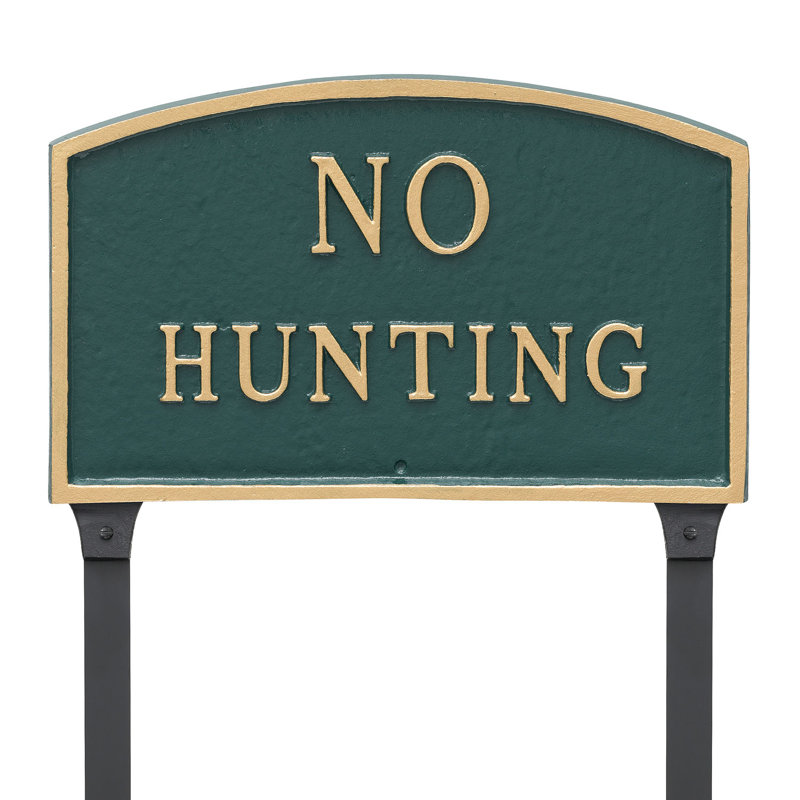 Enseigne de jardin sans l’état de chasse, Vert forêt / doré, H 10 po x l 15 po x P 0,25 po