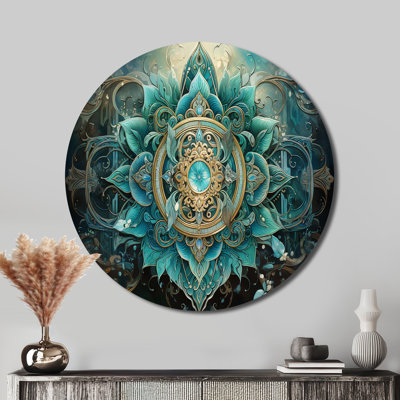 Hinduisim Sacred Om Symbol - Spiritual Round Metal Art