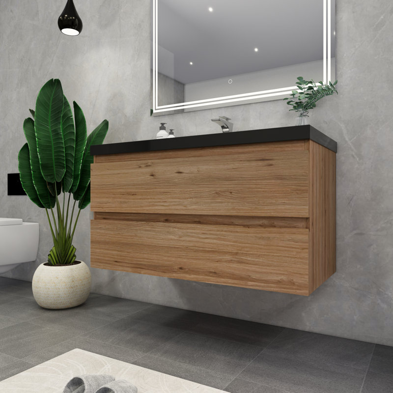Castin 41.5 " W Single Vanity Bathroom Vanity With Acrylic Top, Oak