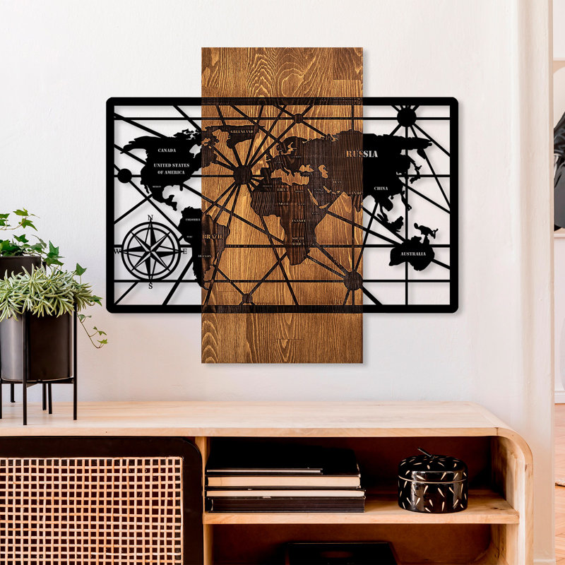 Accessoire mural décoratif en bois, H 22,4 po x l 24,8 po x P 1 po