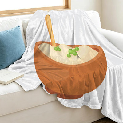 Orange Ultra Soft Flannel Fleece Throw Blanket,Cartoon Style White Single-Sided Print