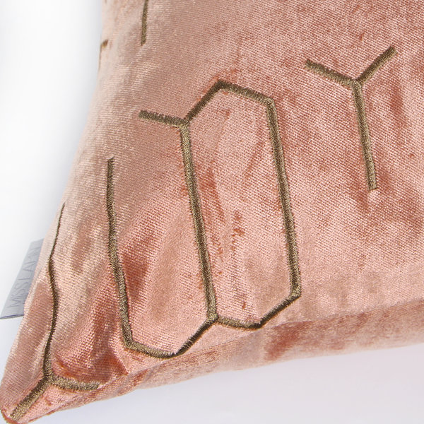 Geometric Throw Pillow, Pink/Gold, Throw Pillow, Down Feather