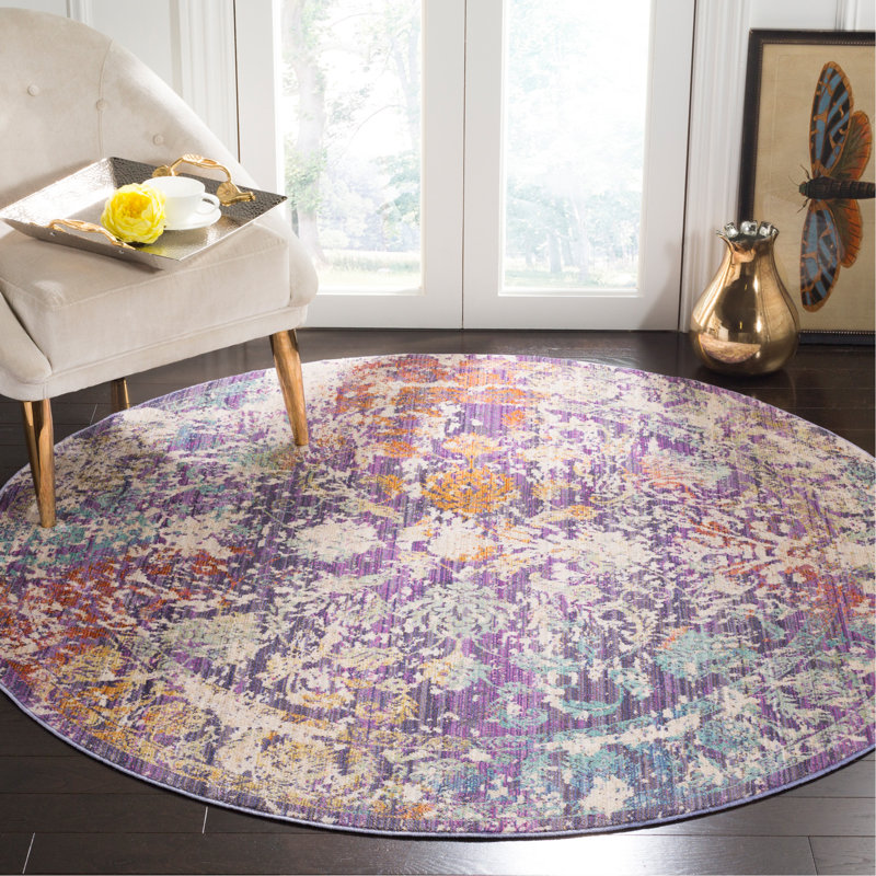 Mellie Purple/Beige Area Rug, Round 6'