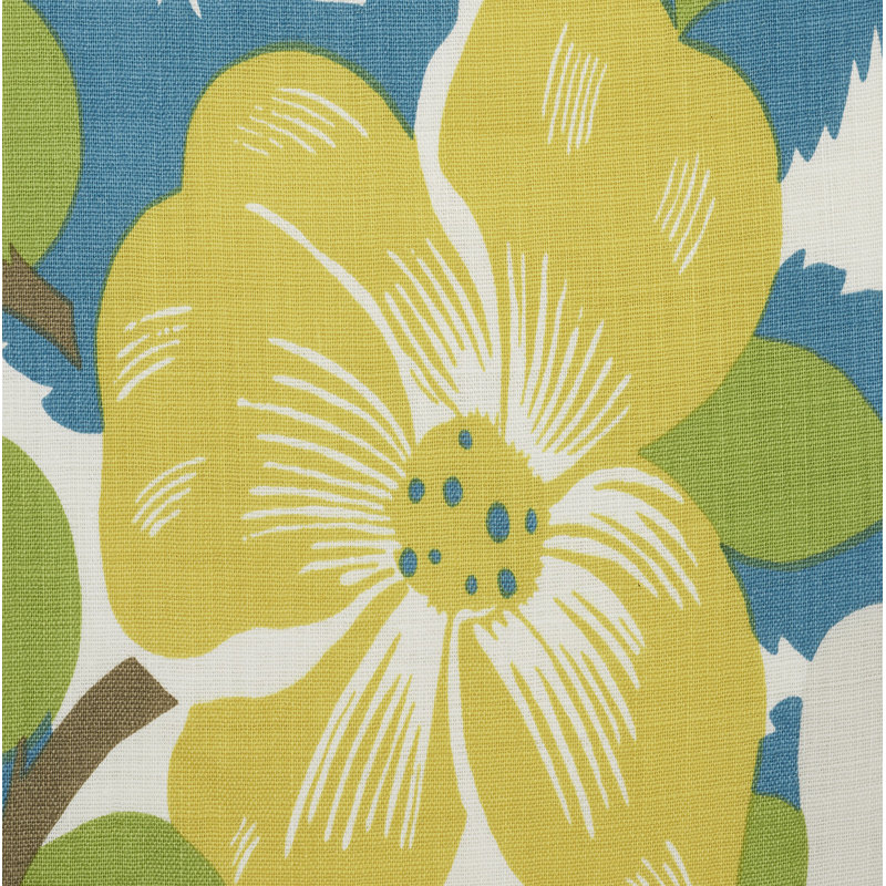 Tissu magnolias, Citron / paon