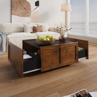 Farmhouse Square Coffee Table with Storage for Living Room