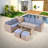 6-piece All Weather Pe Rattan Sofa Set With Adjustable Seat, Storage Box, Removable Covers And Tempered Glass Top Table