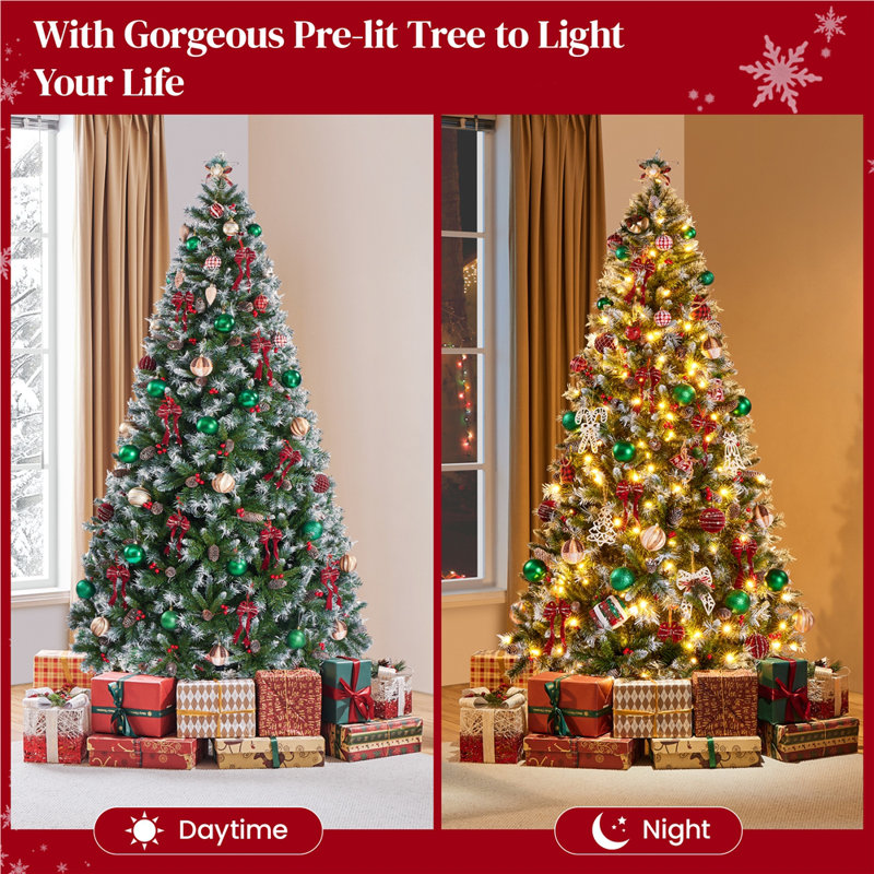 Lighted Artificial Fir Christmas Tree, 7 ft