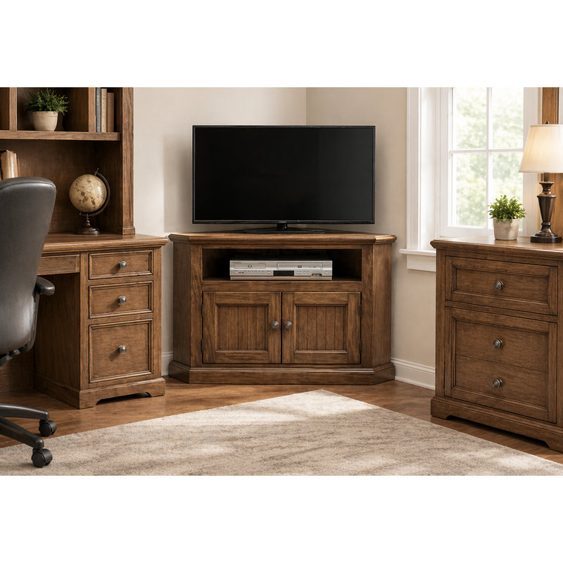 Berkhamstead Unfinished Corner TV Stand for TVs up to 48", European Ash