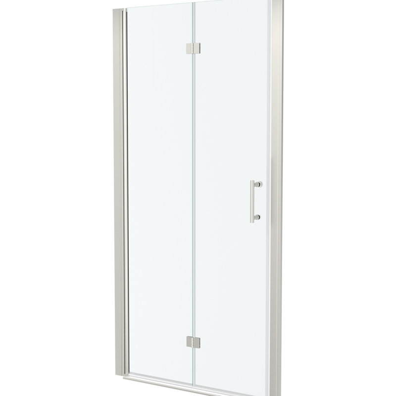 Porte de douche l 30 po x H 72 po, nickel brossé, solution de salle de bain peu encombrante pour les petits espaces pliables H 72 po dans le sens réversible