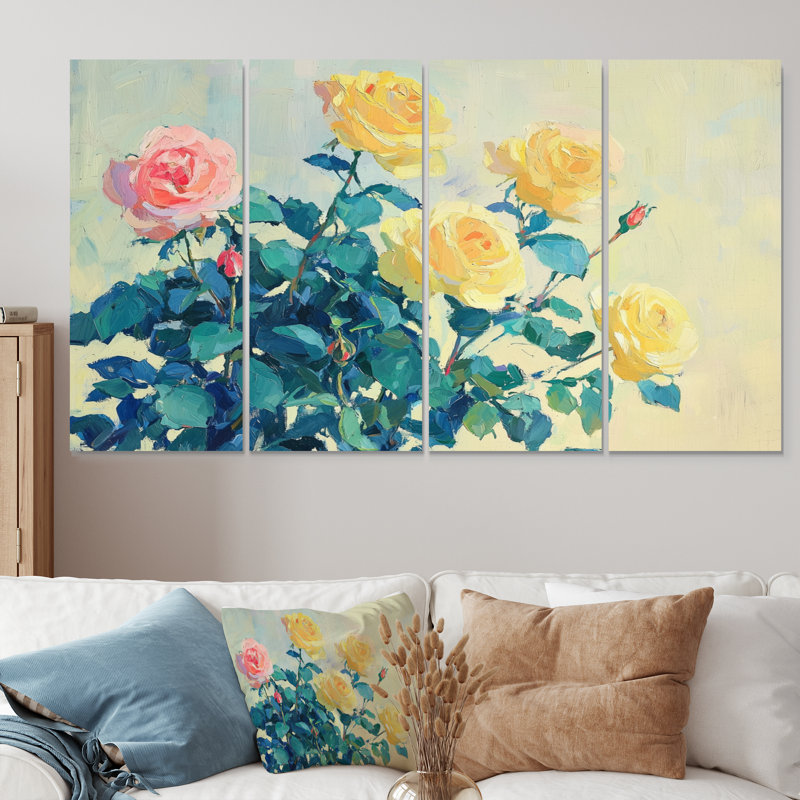 Brady - - Roses, décoration murale - Art mural moderne décoratif, 4, H 28 po x l 48 po