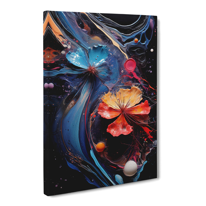 Cosmos Action Painting - No Frame Art Prints - Wrapped Canvas, 60cm H x 40cm W x 3cm D