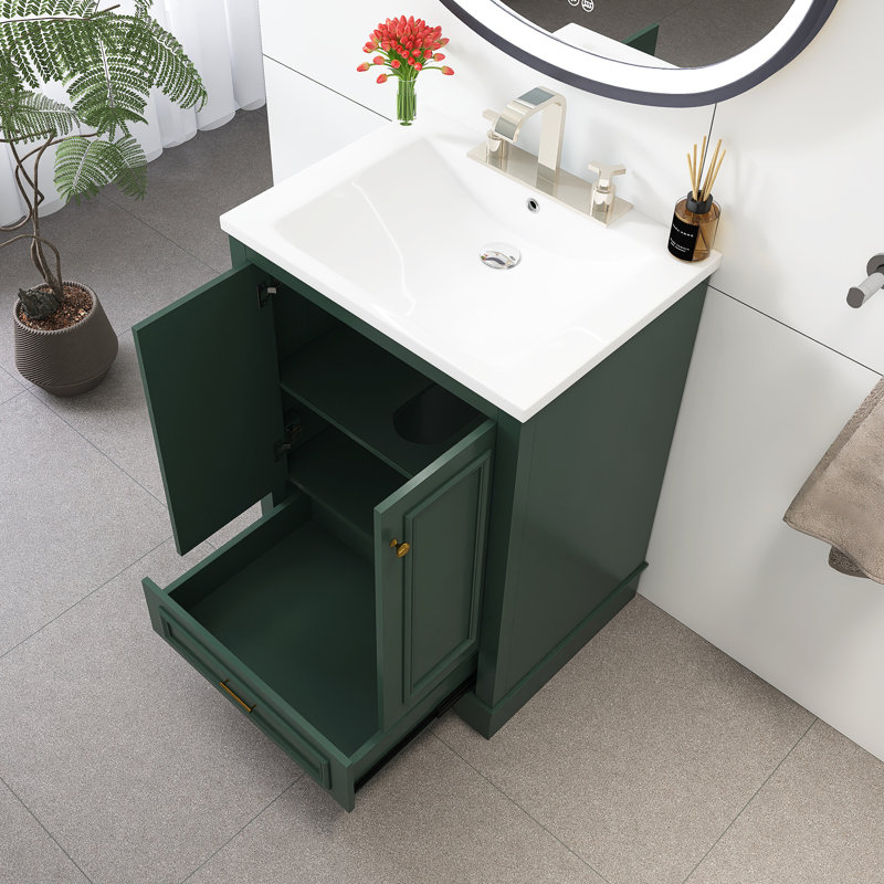 Meuble-lavabo autoportant 24 po avec lavabo en céramique 24 po