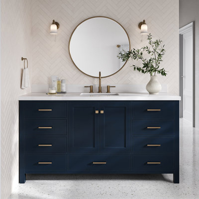Cambridge 67'' Single Bathroom Vanity with White Quartz Top